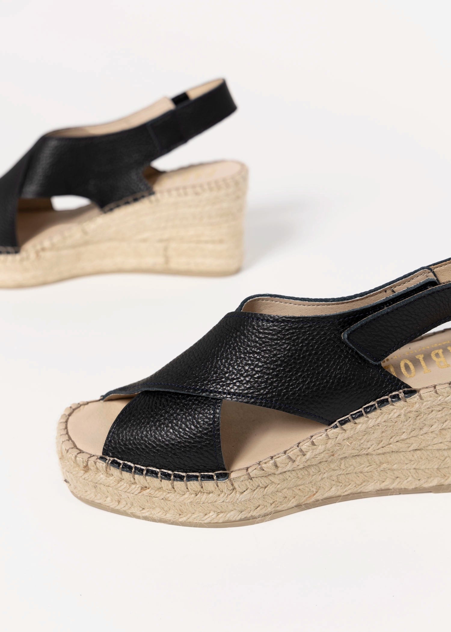 swatch_Black Leather fabiolas eos espadrille wedge sandals