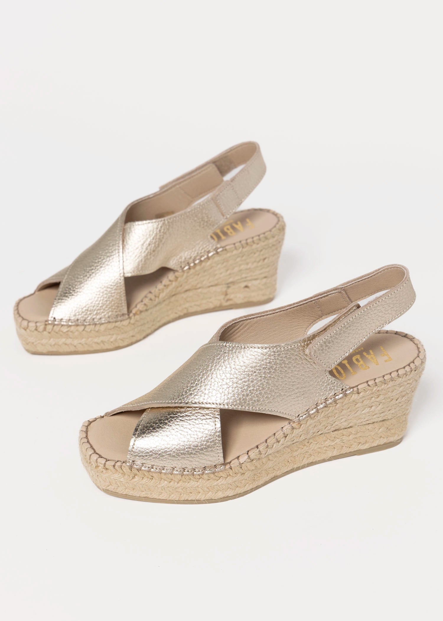 swatch_Gold Leather fabiolas eos espadrille wedge sandals