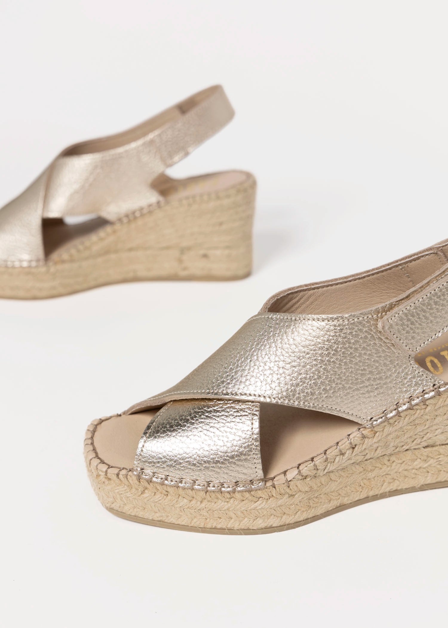 swatch_Gold Leather fabiolas eos espadrille wedge sandals