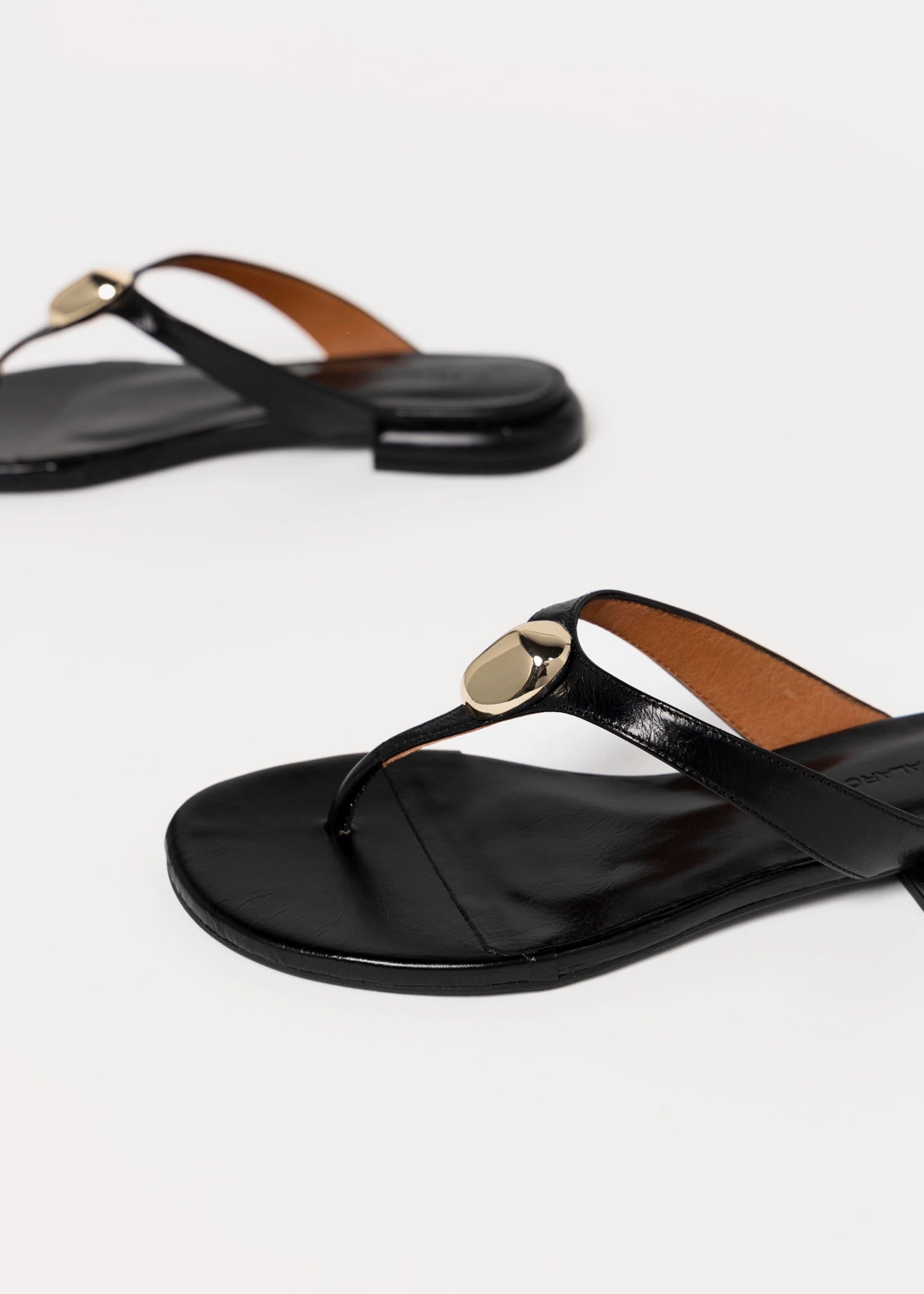 swatch_Black Leather angel alarcon claudia flip flop sandal