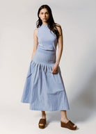swatch_Blue drop waist midi skirt