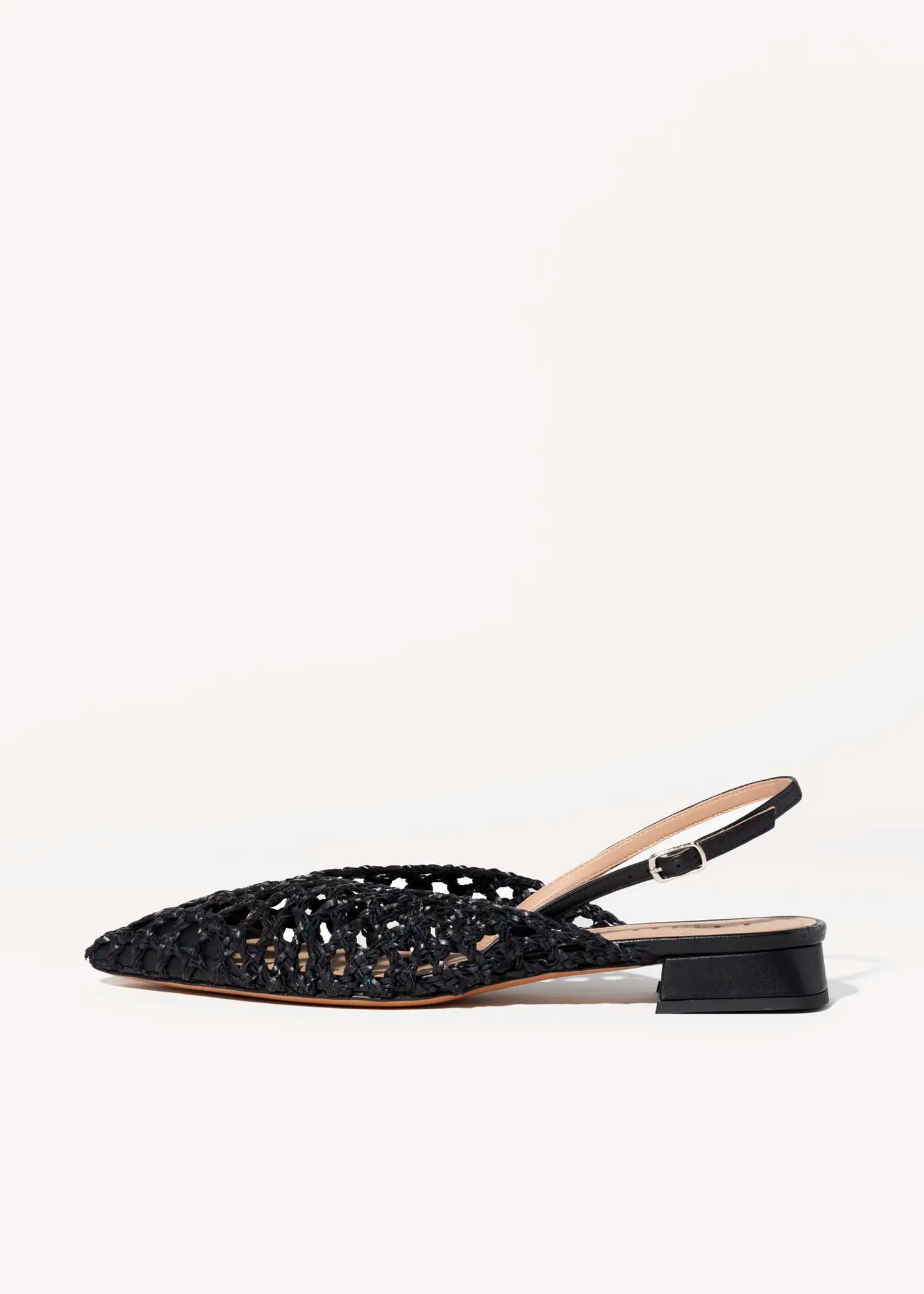 swatch_black leather lussy woven slingback flat shoes