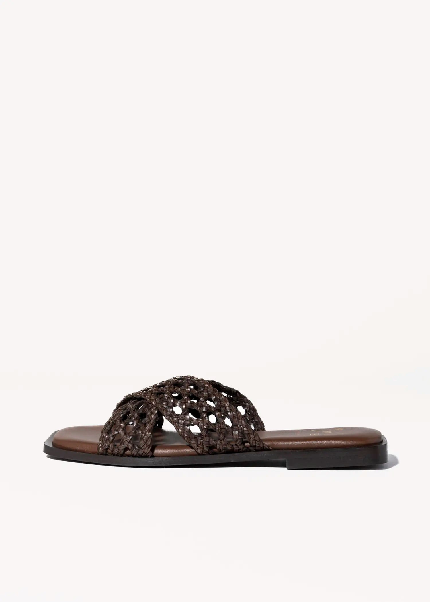 swatch_brown woven crossband sandal flat sandals