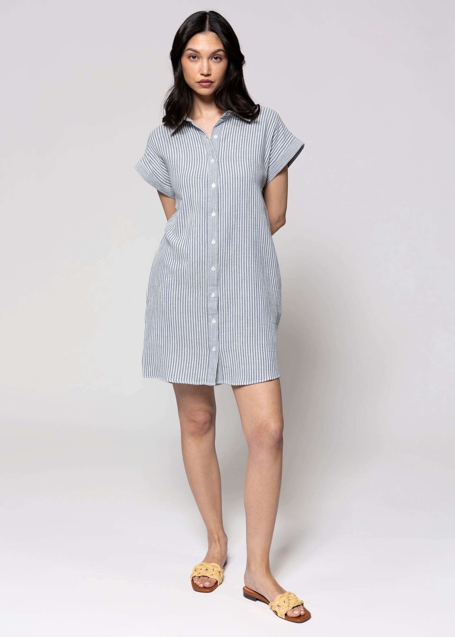 swatch_Ivory/Blue thread and supply crescent dress