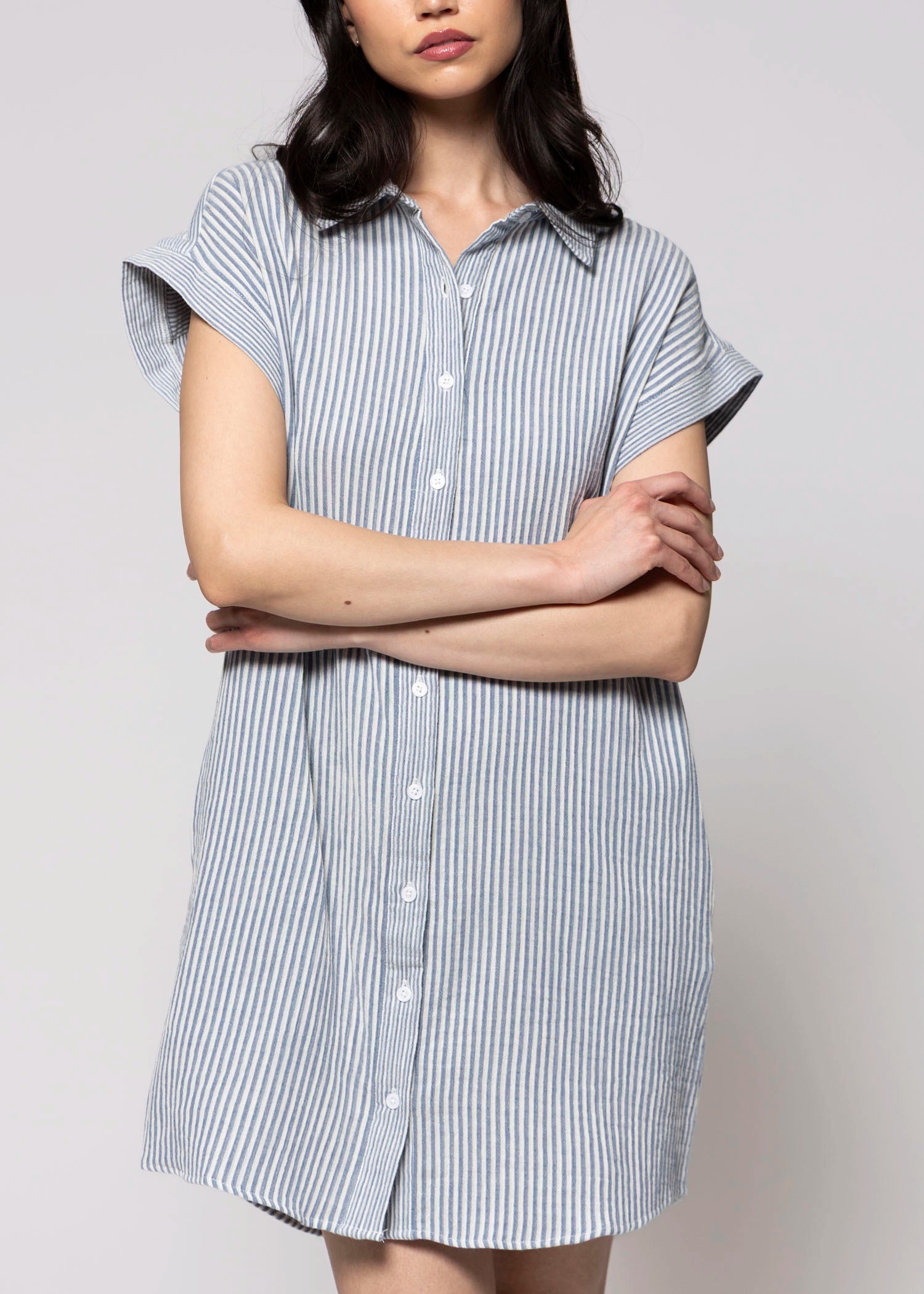 swatch_Ivory/Blue thread and supply crescent dress