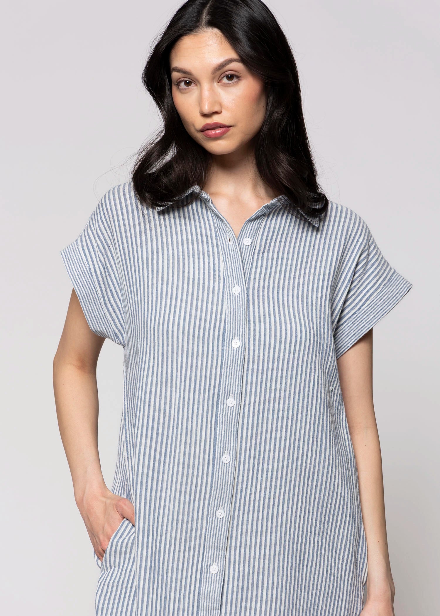 swatch_Ivory/Blue thread and supply crescent dress