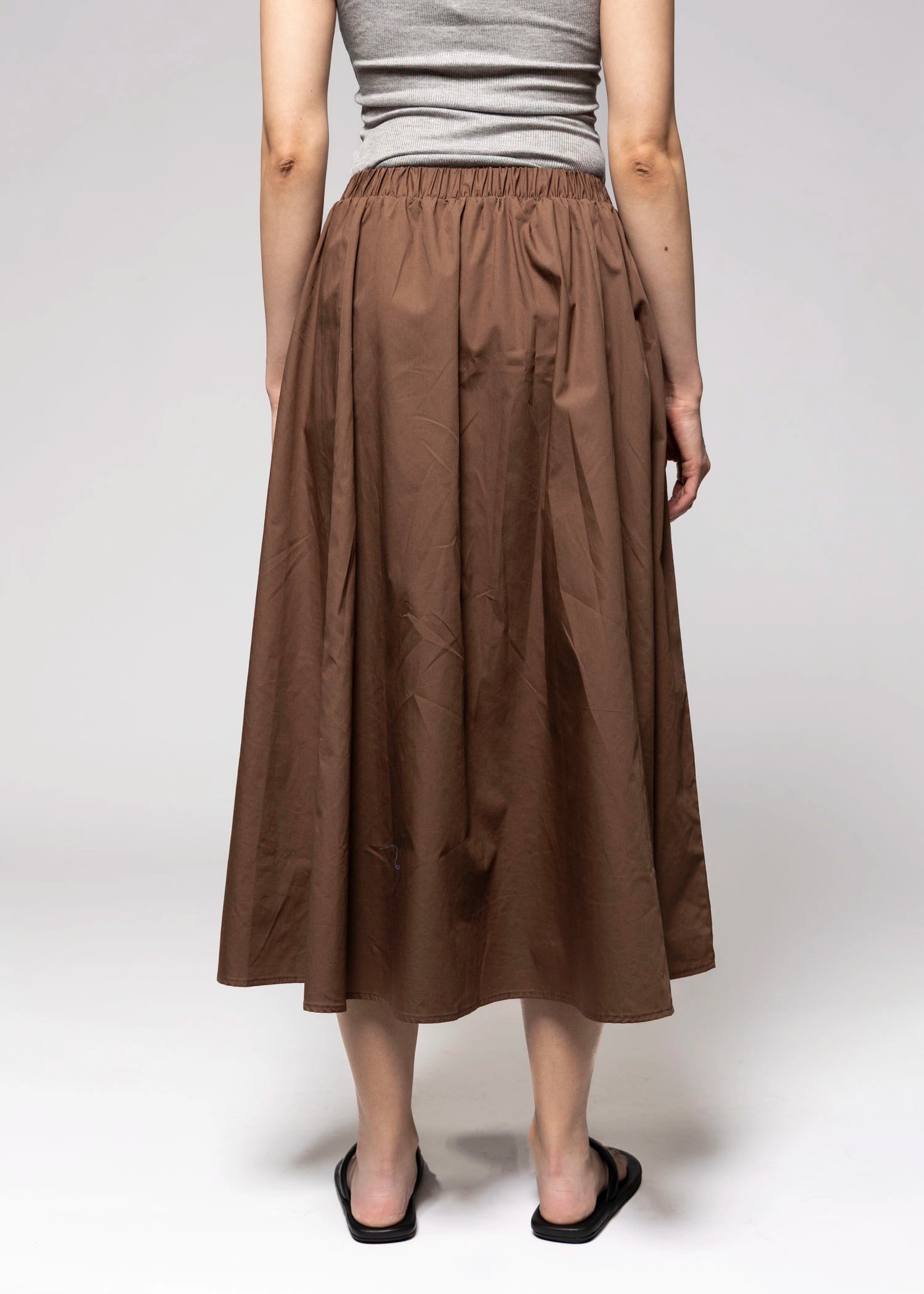 swatch_Chocolate cotton midi skirt