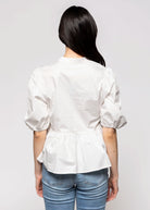 swatch_Off White short sleeve button down blouse