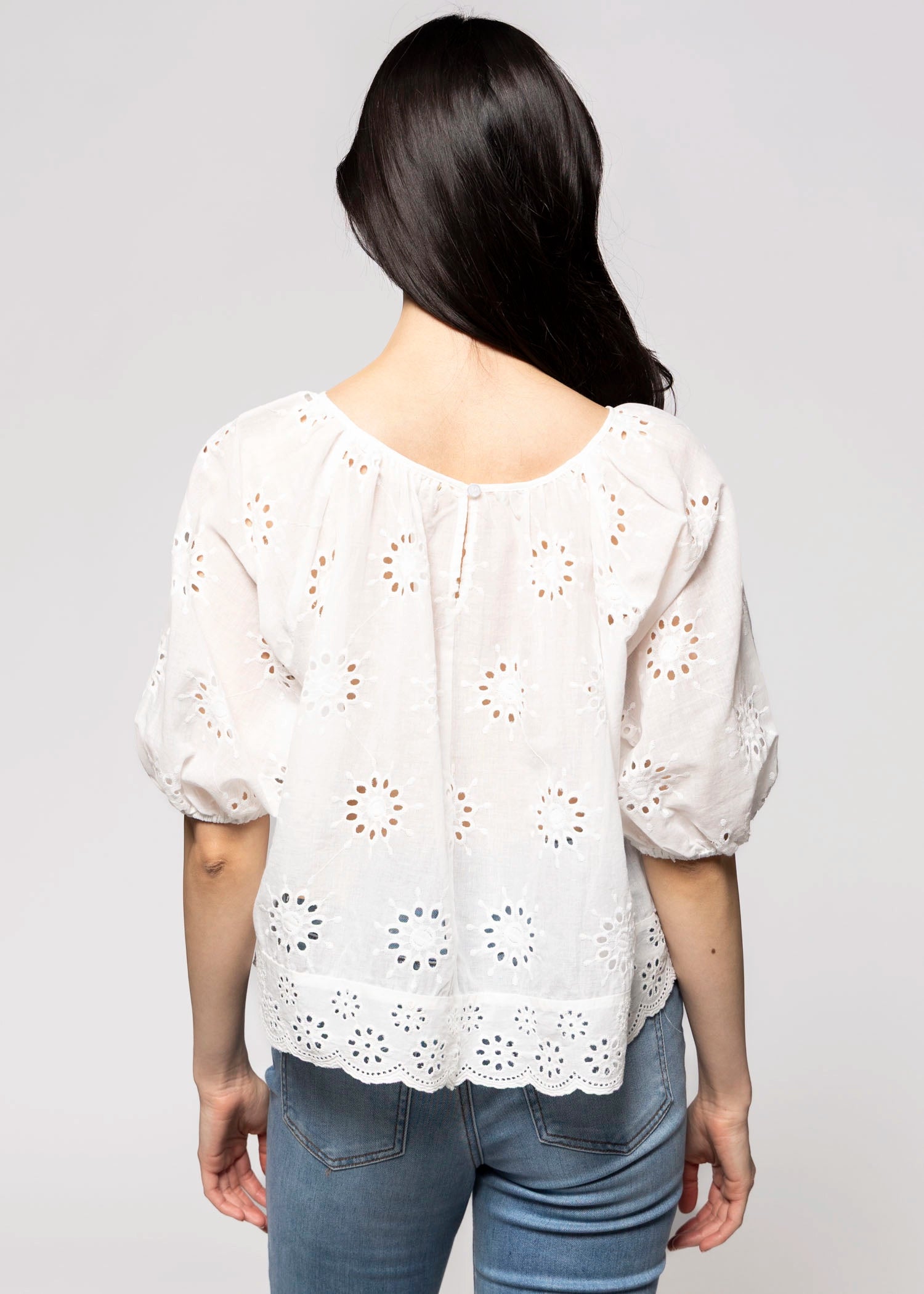 swatch_White short sleeve eyelet blouse