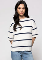 swatch_White/Navy thread and supply viola sweater