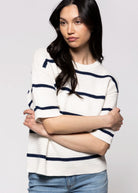 swatch_White/Navy thread and supply viola sweater