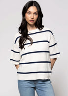 swatch_White/Navy thread and supply viola sweater