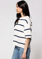 swatch_White/Navy thread and supply viola sweater