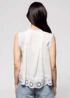 swatch_Off White sleeveless eyelet blouse