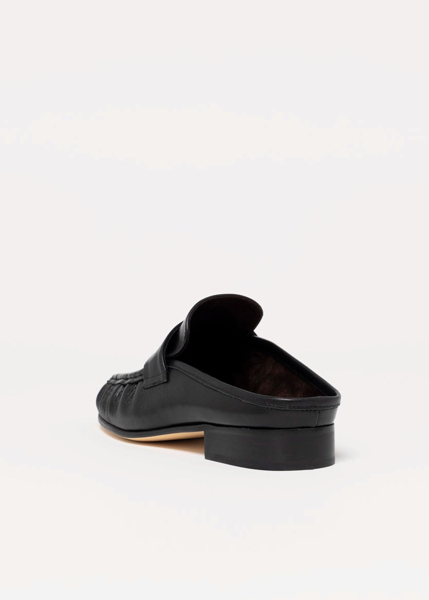 swatch_Black Leather tony bianco glacier ruched mule loafer