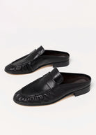 swatch_Black Leather tony bianco glacier ruched mule loafer
