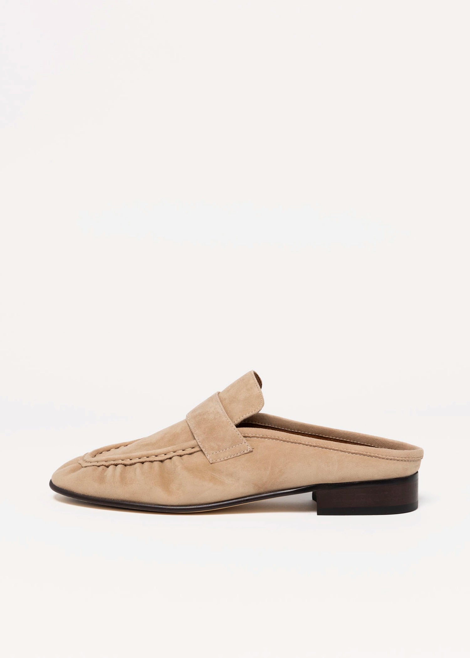 swatch_Wheat Suede tony bianco glacier ruched mule loafer