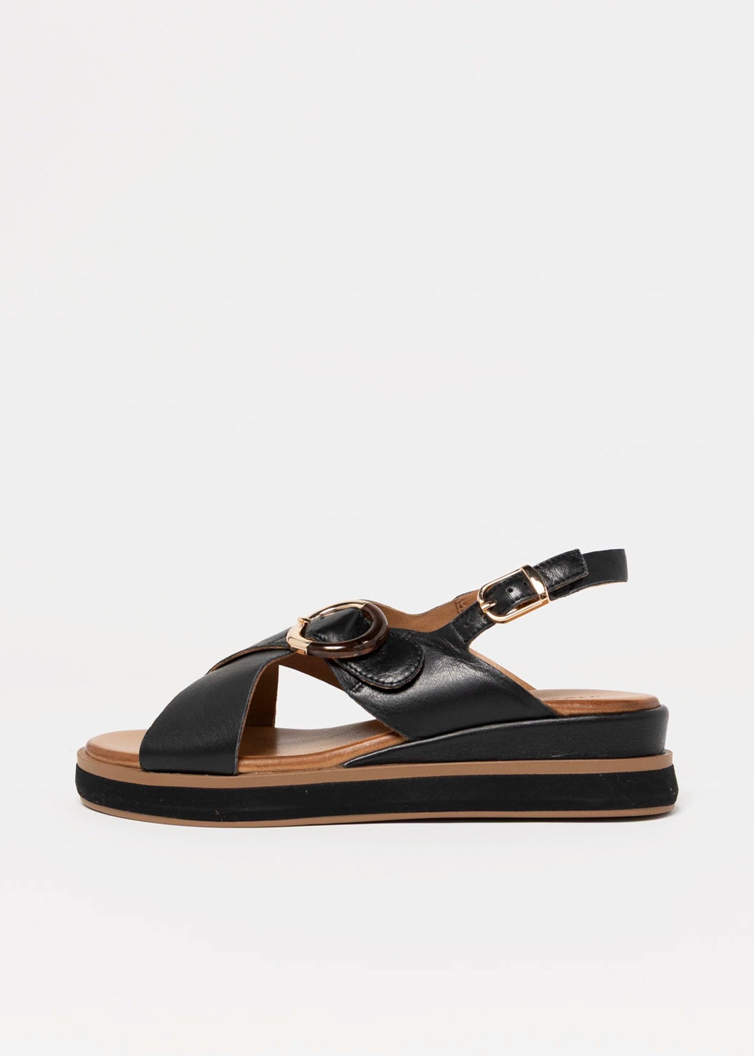 swatch-Black Leather inuovo platform sandal
