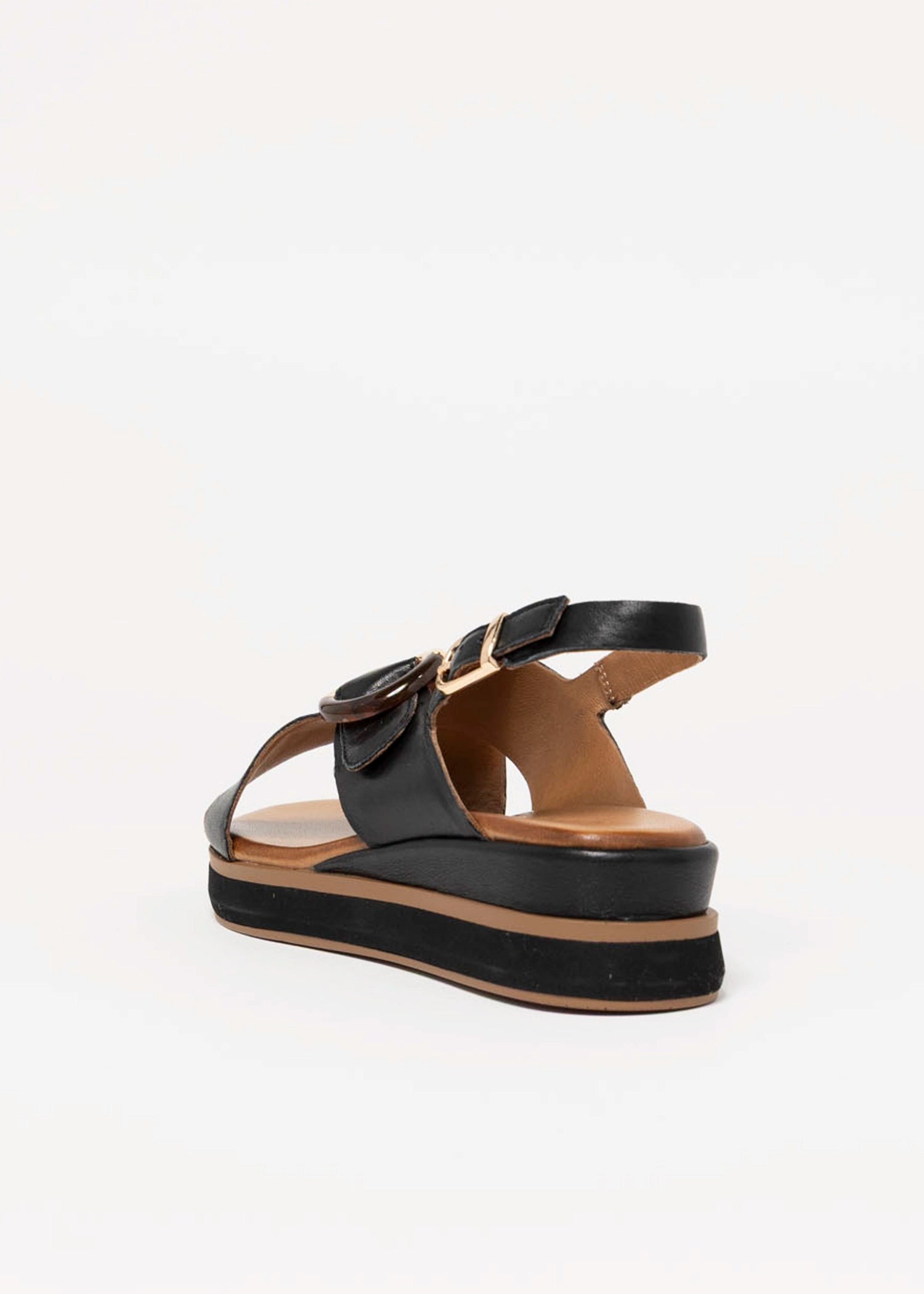 swatch-Black Leather inuovo platform sandal