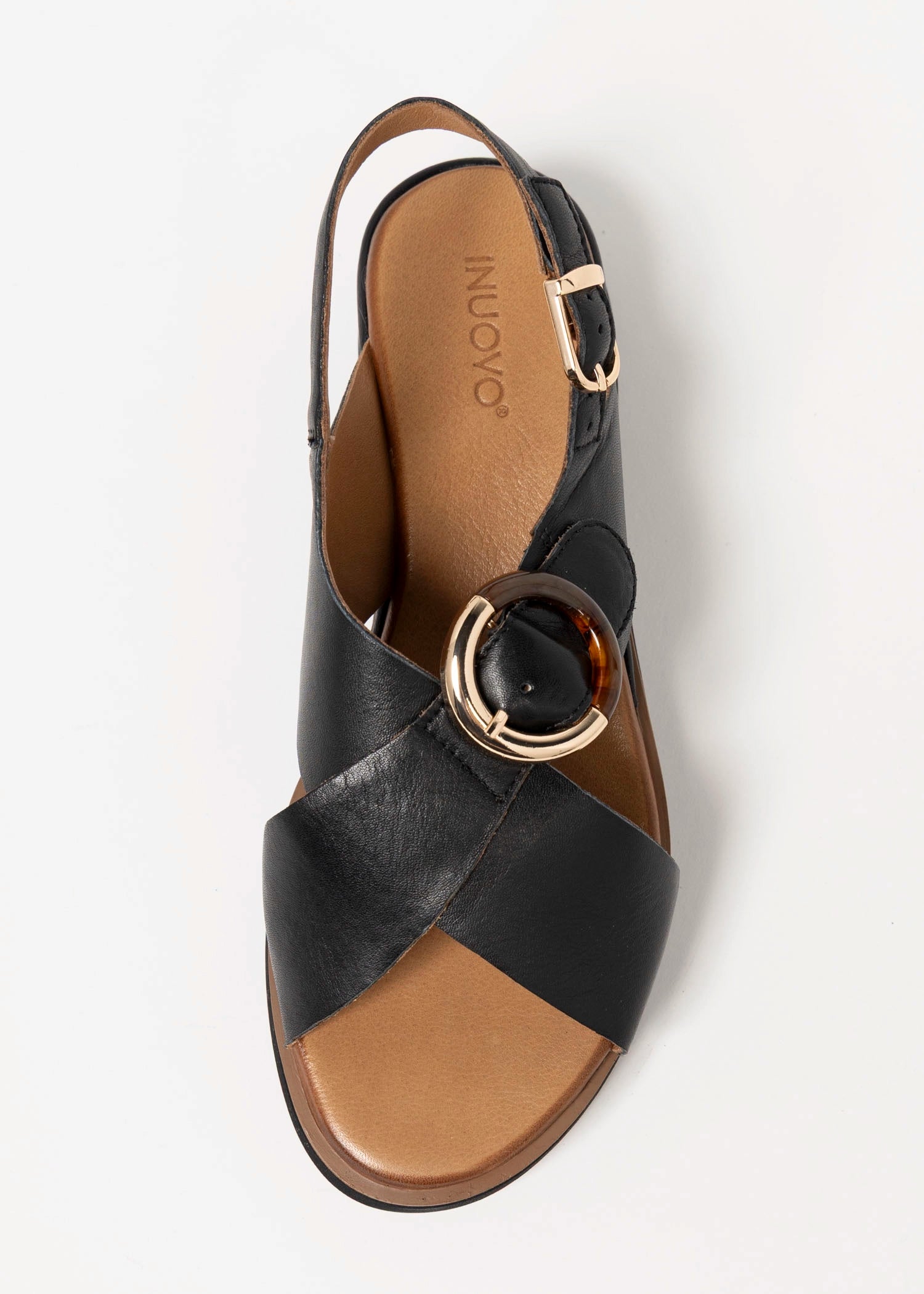 swatch-Black Leather inuovo platform sandal