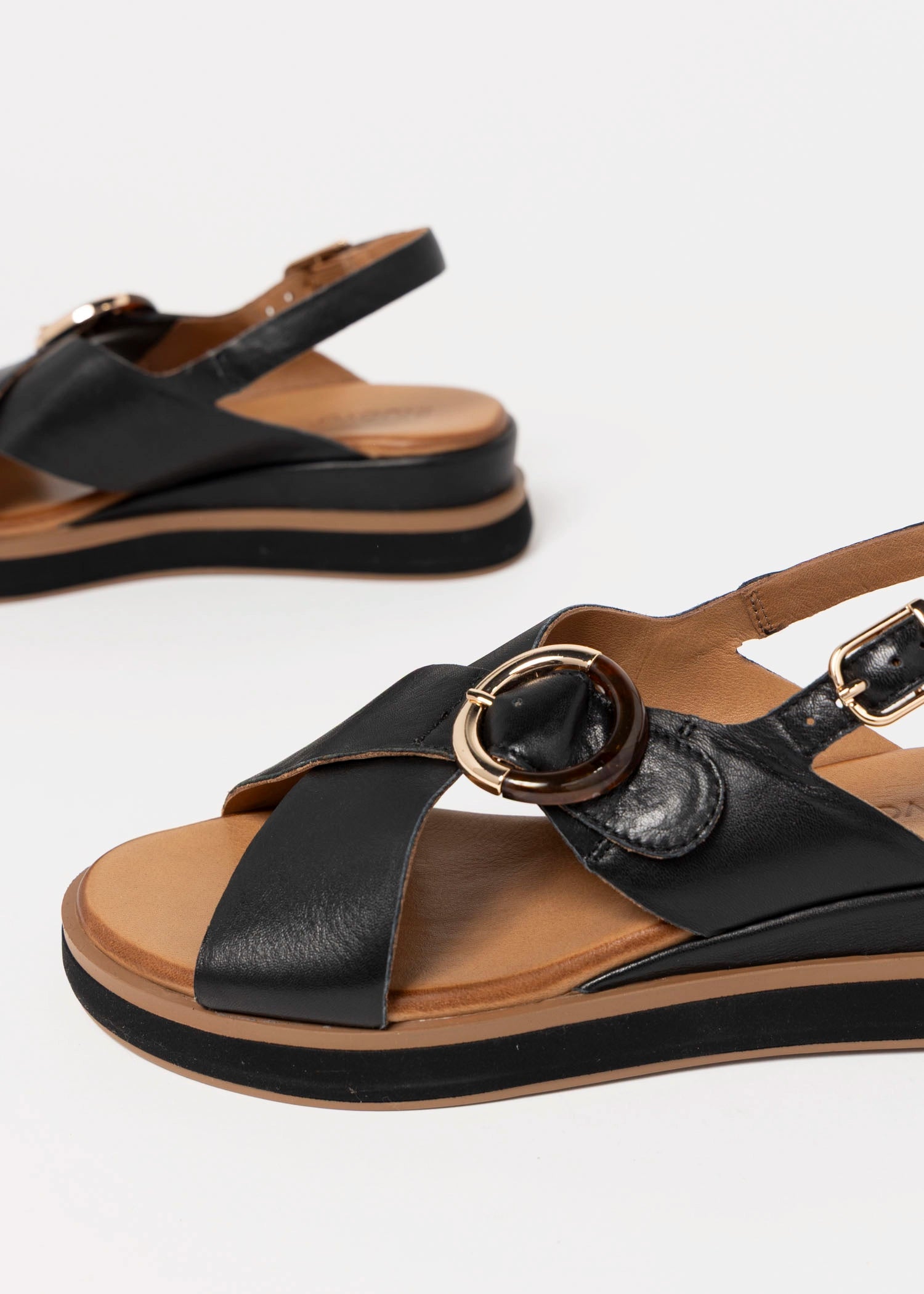 swatch-Black Leather inuovo platform sandal
