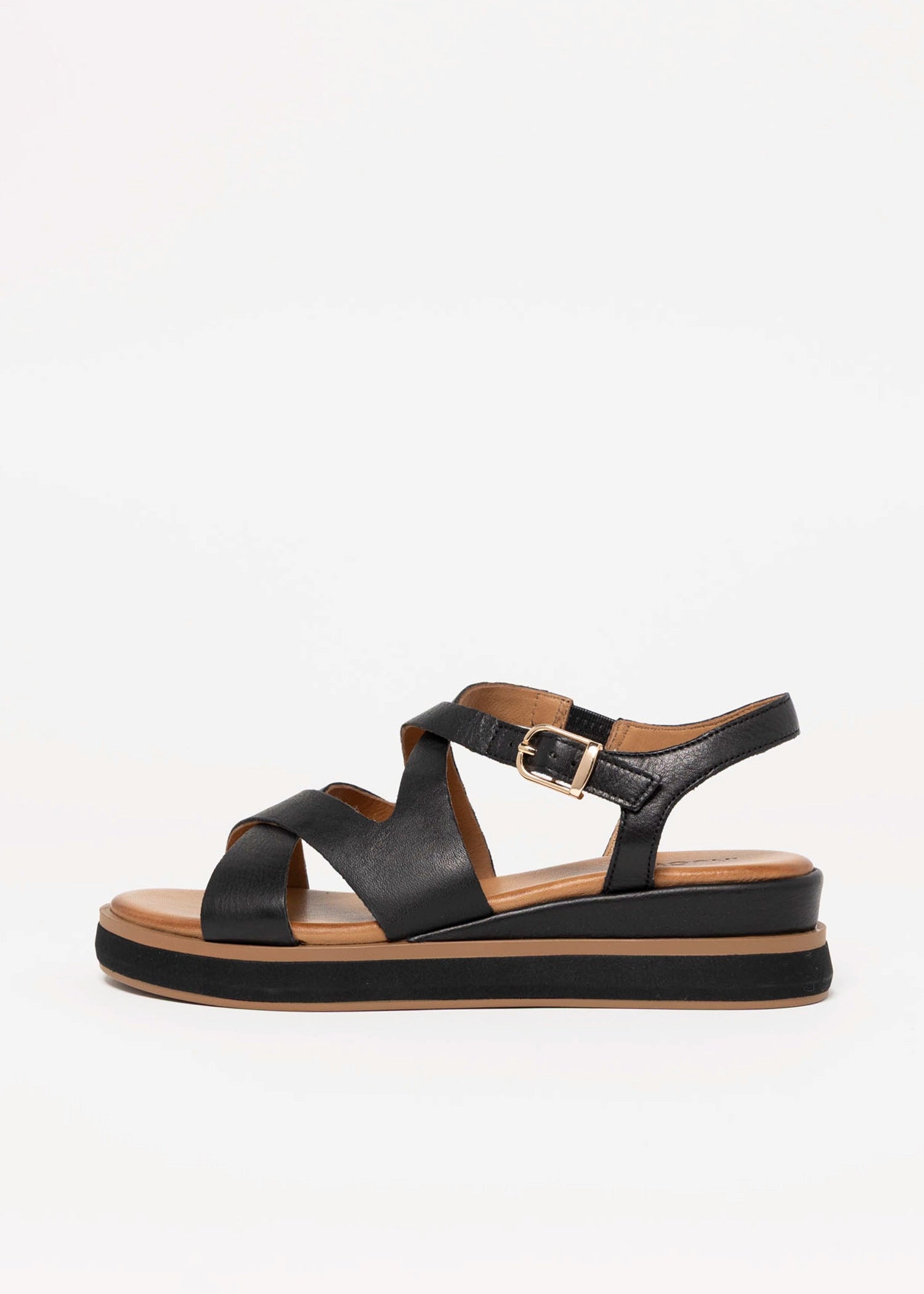 swatch_Black Leather inuovo platform sport sandal