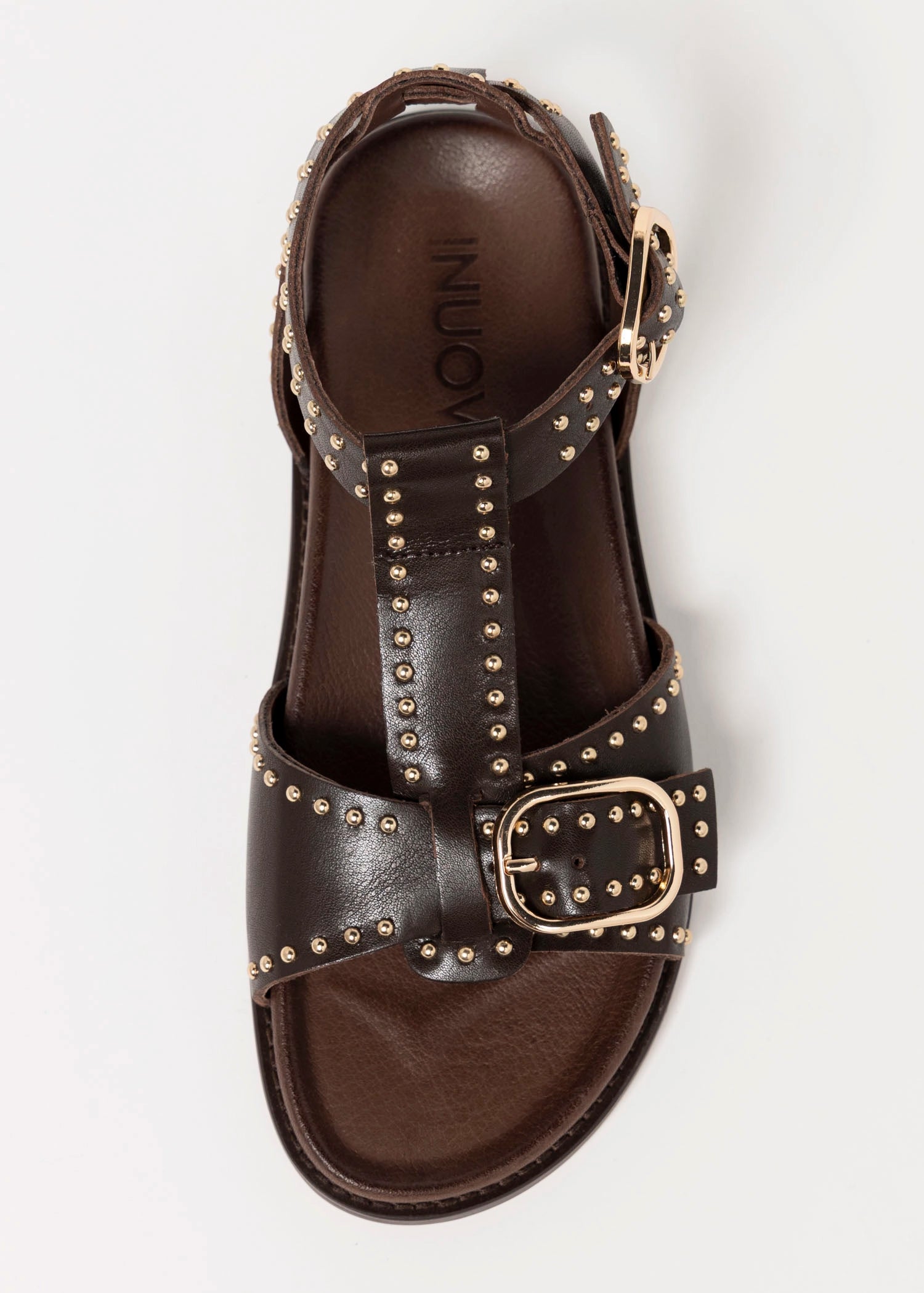 swatch_Brown inuovo studded footbed sandal