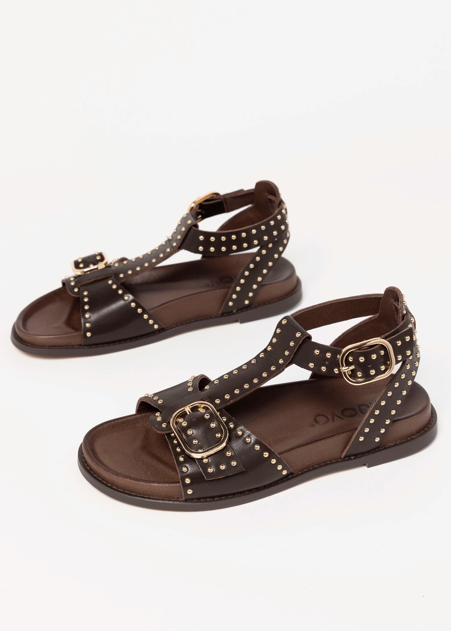 swatch_Brown inuovo studded footbed sandal