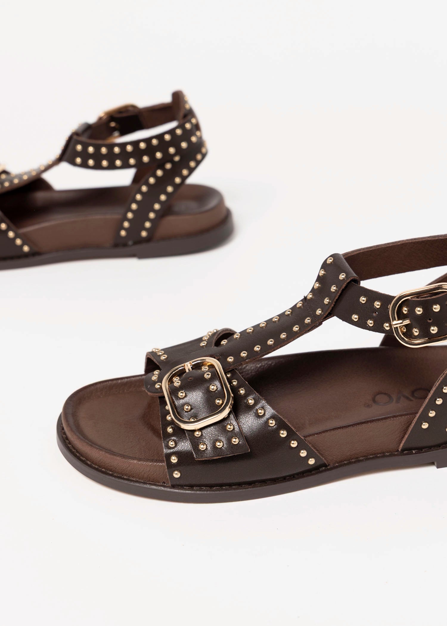 swatch_Brown inuovo studded footbed sandal