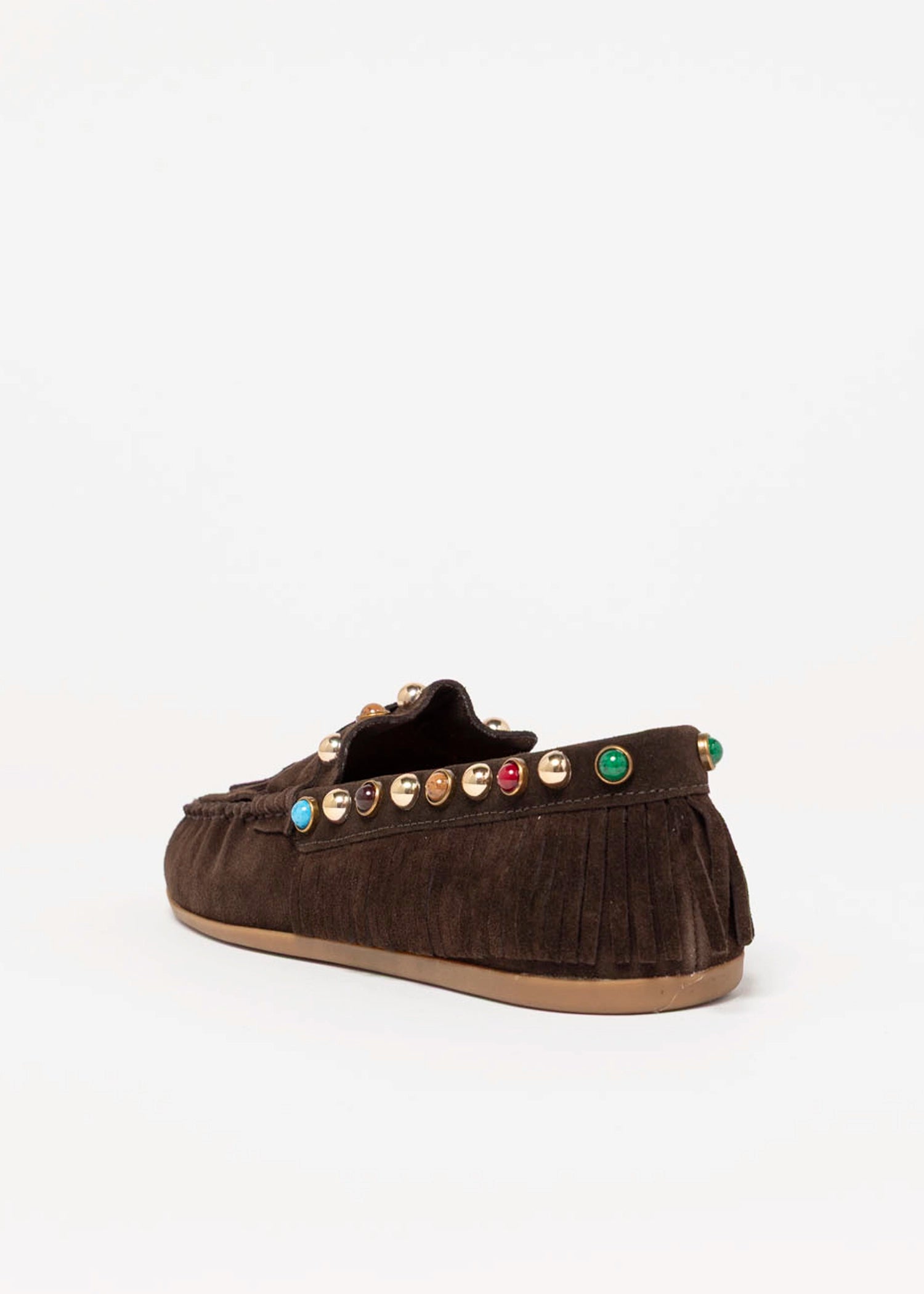 swatch_Brown Suede inuovo studded fringe mocassin