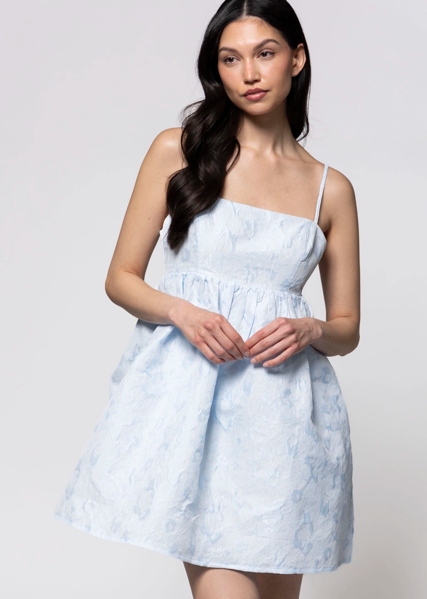 swatch_Light Blue babydoll mini dress