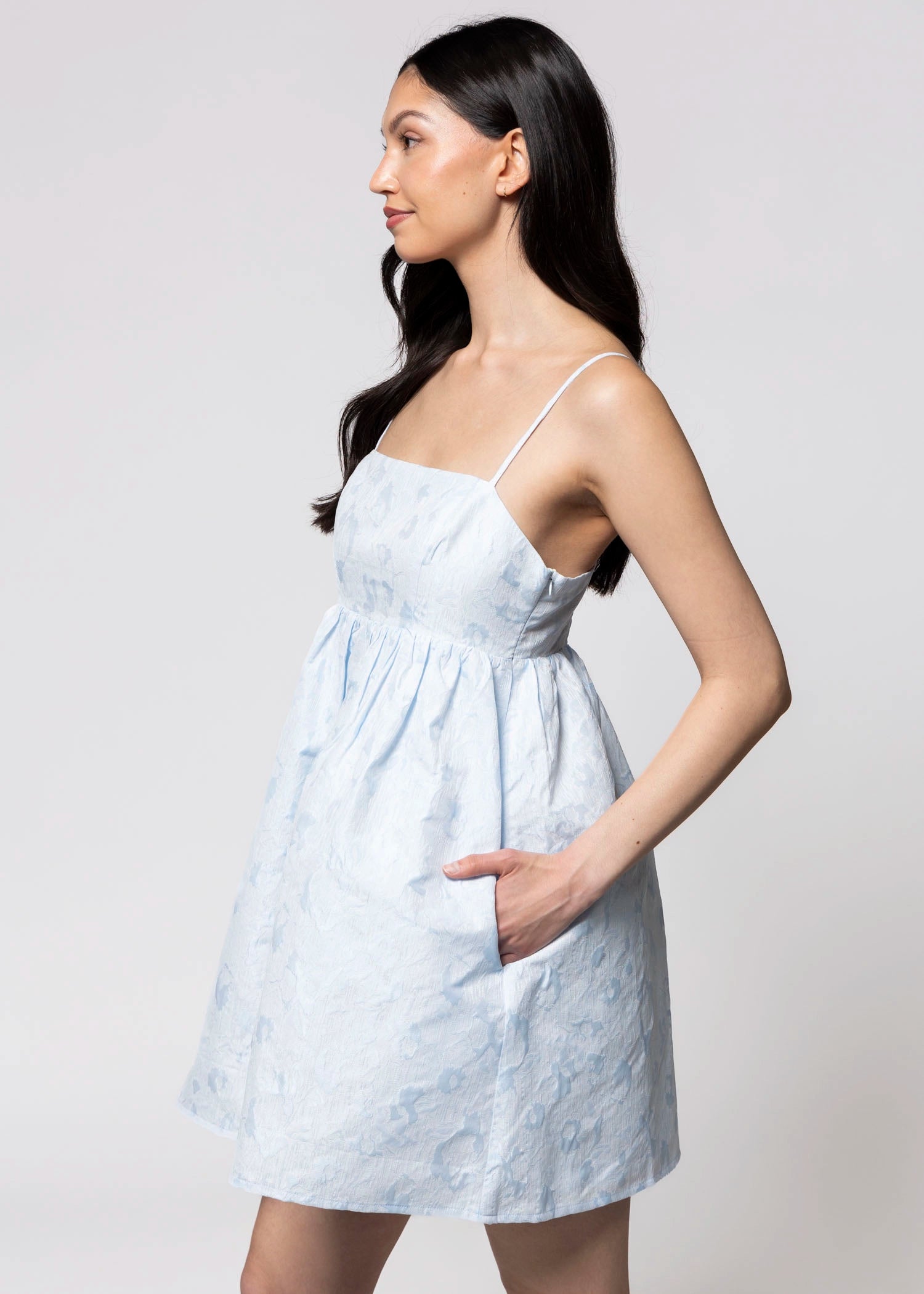 swatch_Light Blue babydoll mini dress
