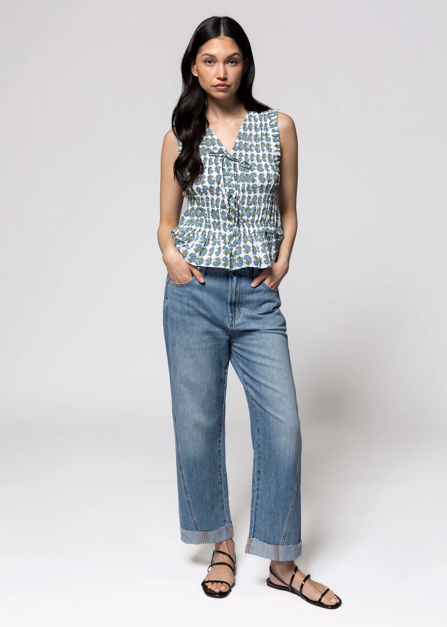 swatch_Blue/Green Multi thml sleeveless print blouse