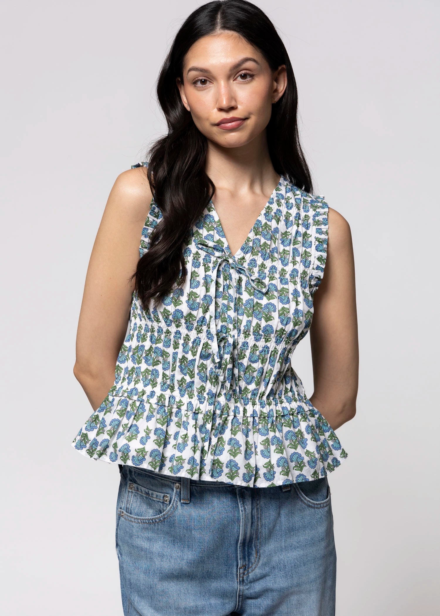 swatch_Blue/Green Multi thml sleeveless print blouse