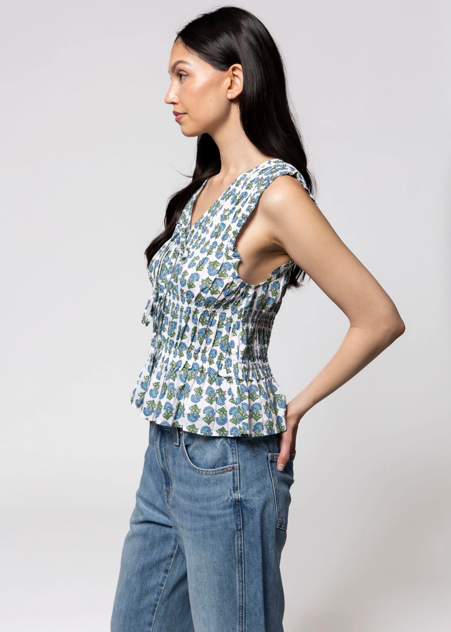 swatch_Blue/Green Multi thml sleeveless print blouse