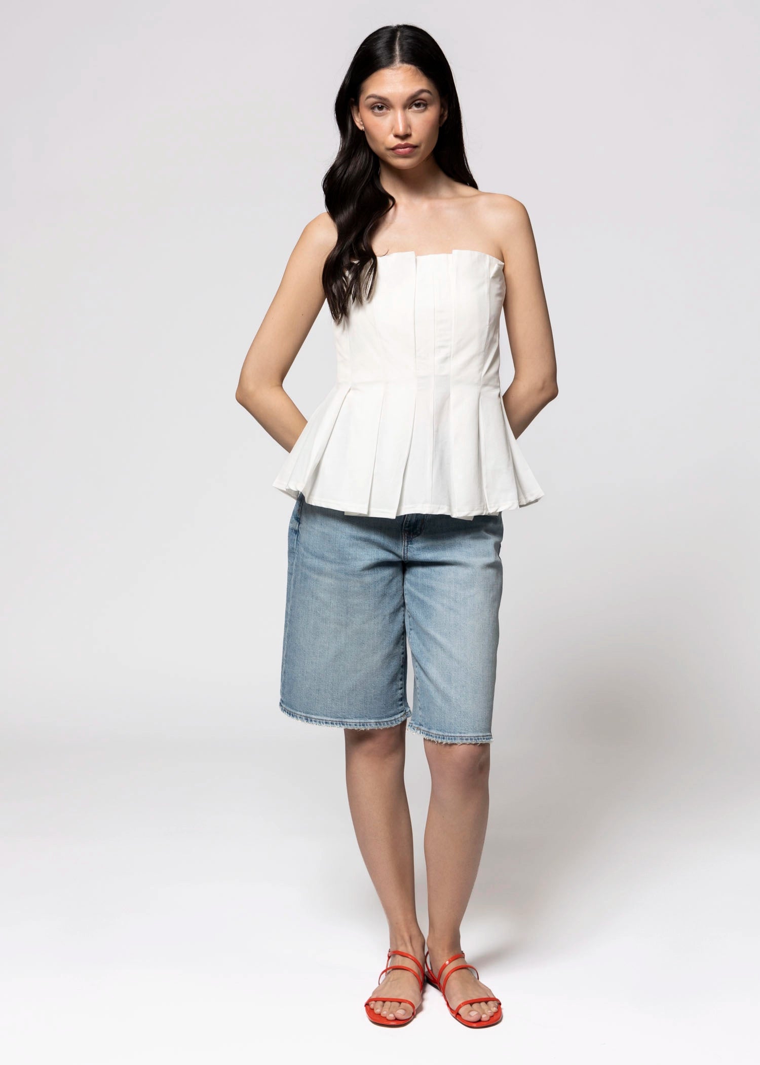swatch_Off White strapless peplum blouse