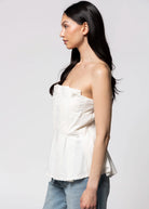 swatch_Off White strapless peplum blouse