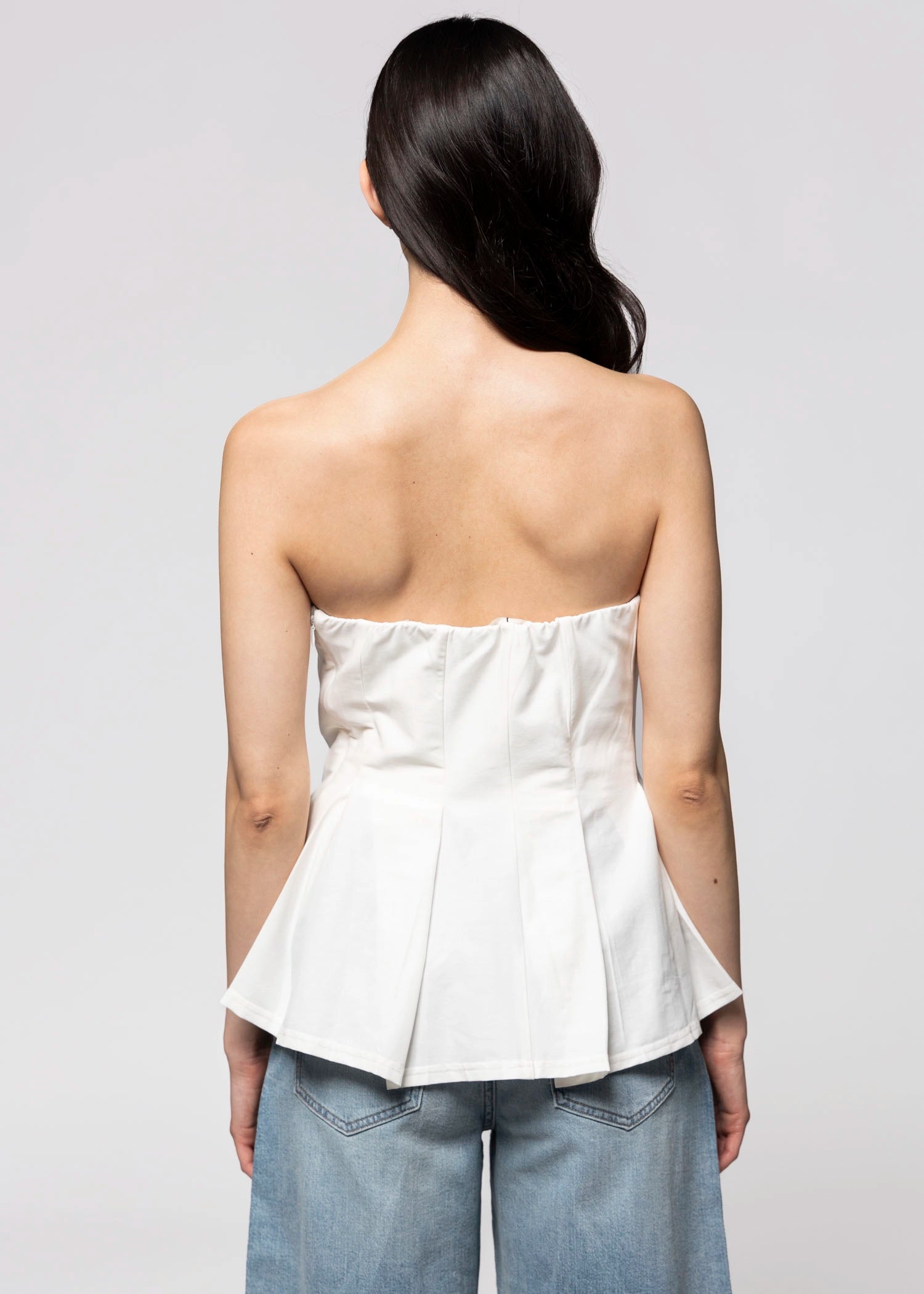 swatch_Off White strapless peplum blouse