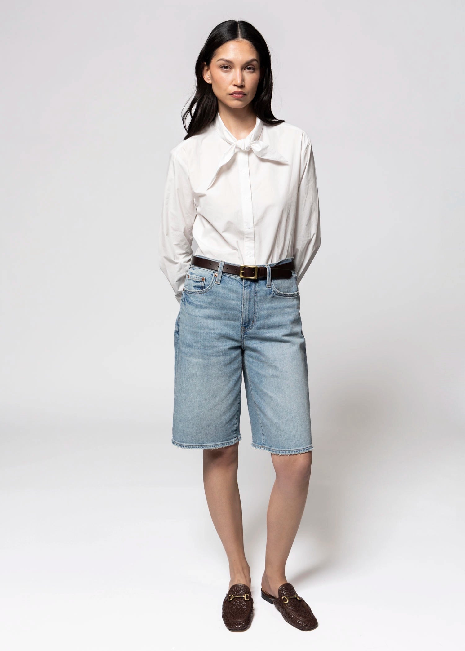 swatch_Off White tie neck button down shirt