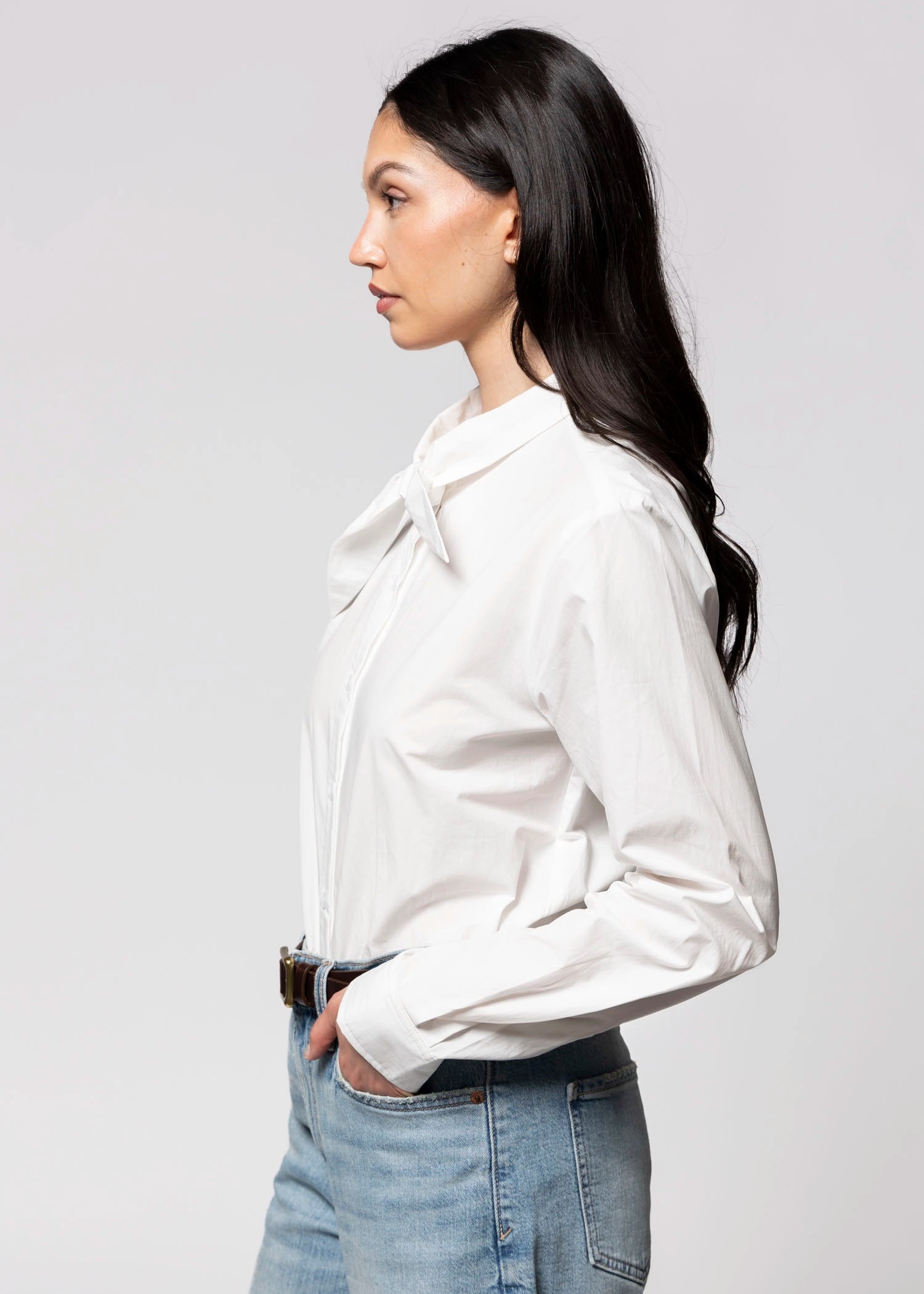 swatch_Off White tie neck button down shirt