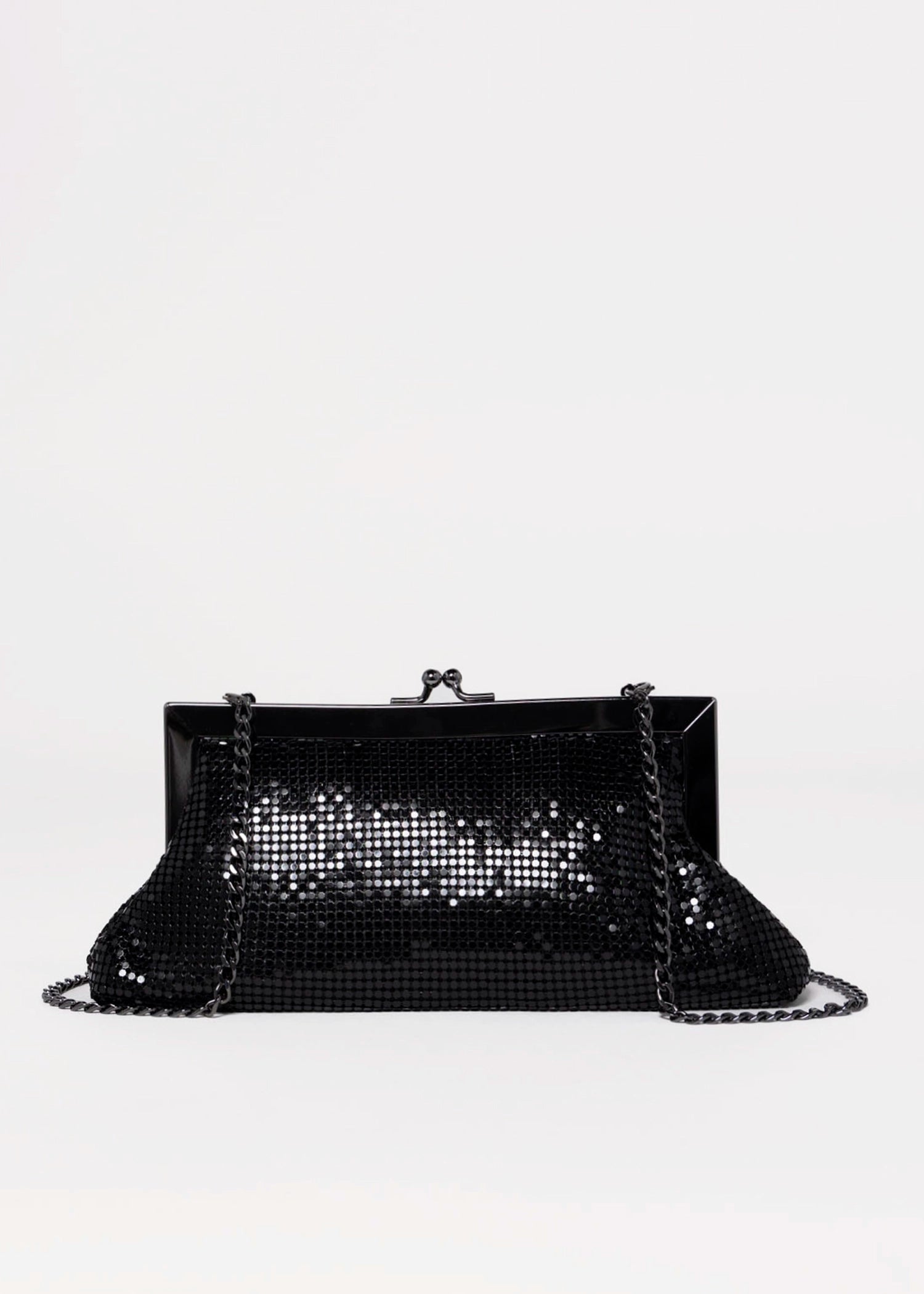 swatch_Black olga berg zara mesh frame clutch