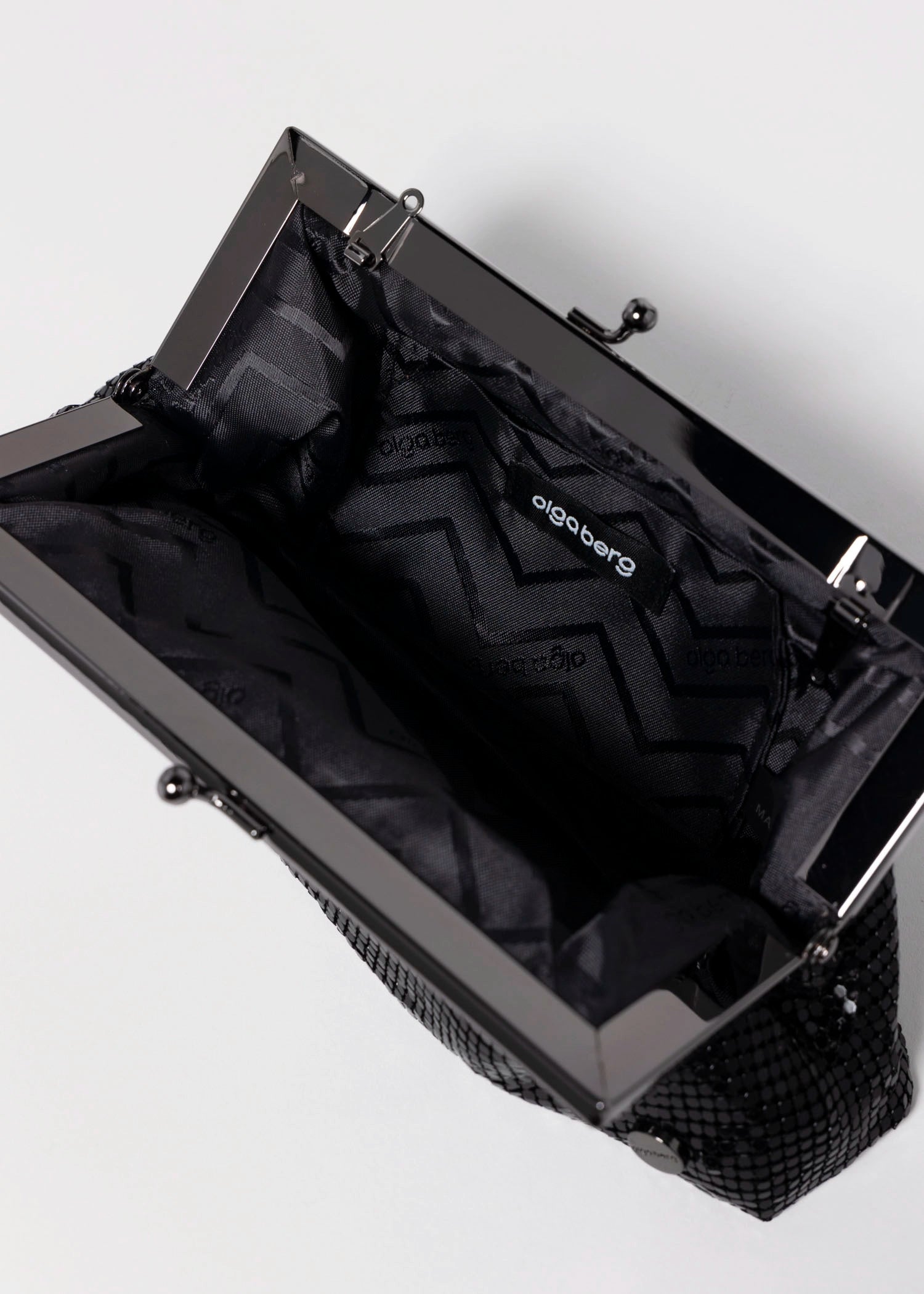 swatch_Black olga berg zara mesh frame clutch
