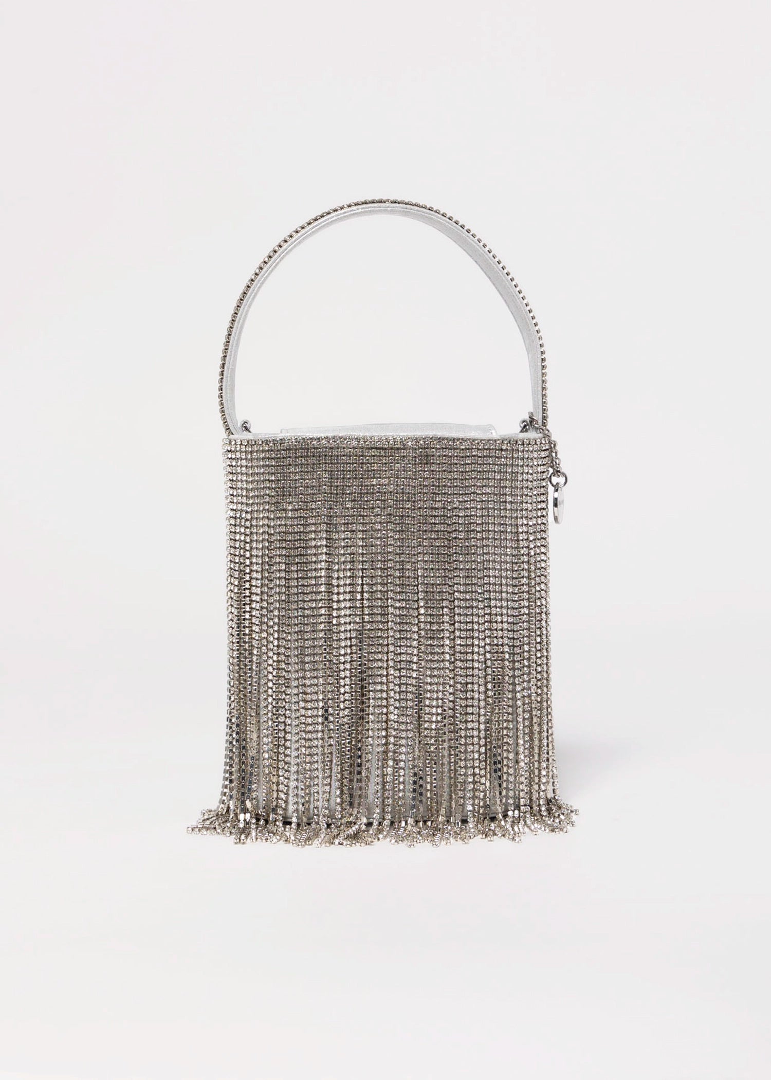 swatch_Silver olga berg billie crystal fringe bag