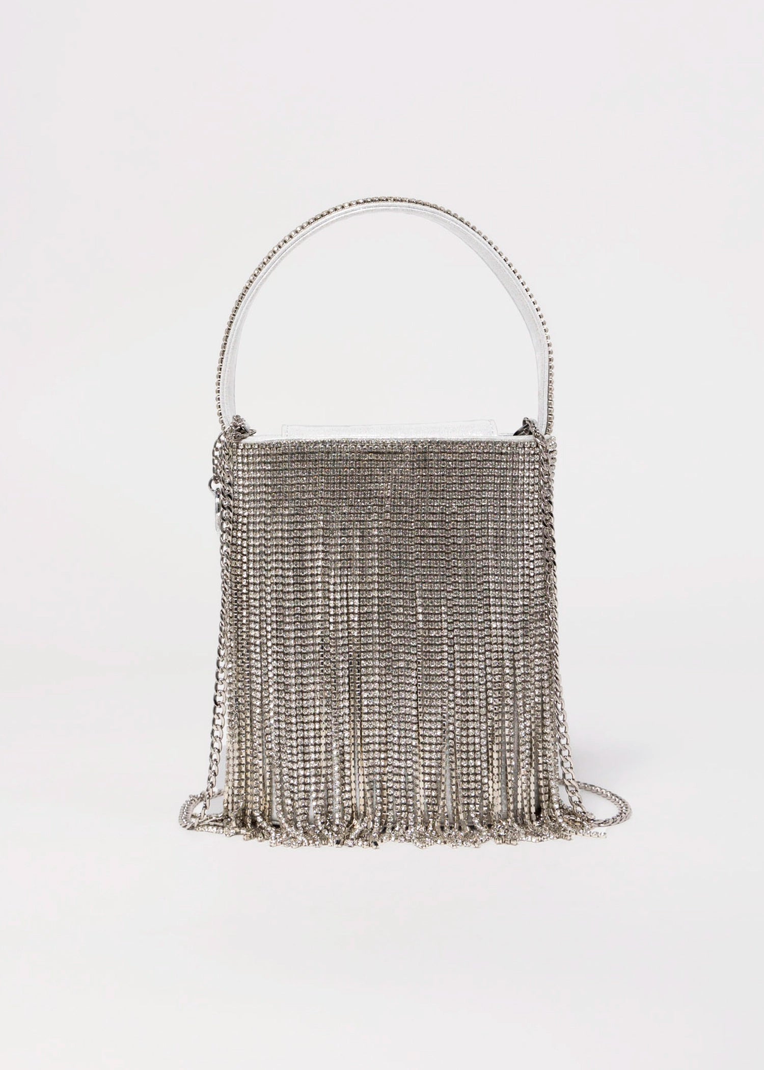 swatch_Silver olga berg billie crystal fringe bag