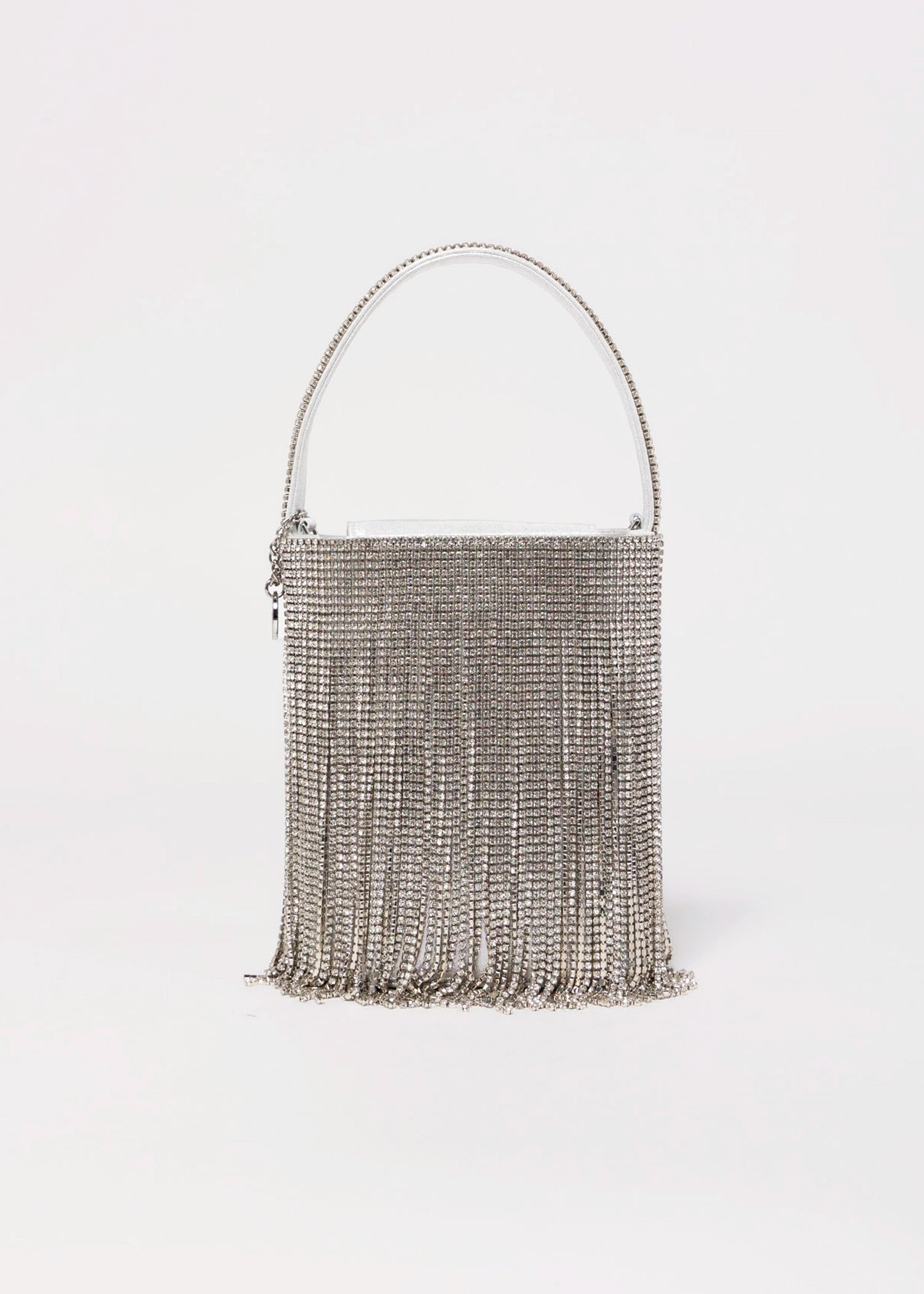 swatch_Silver olga berg billie crystal fringe bag