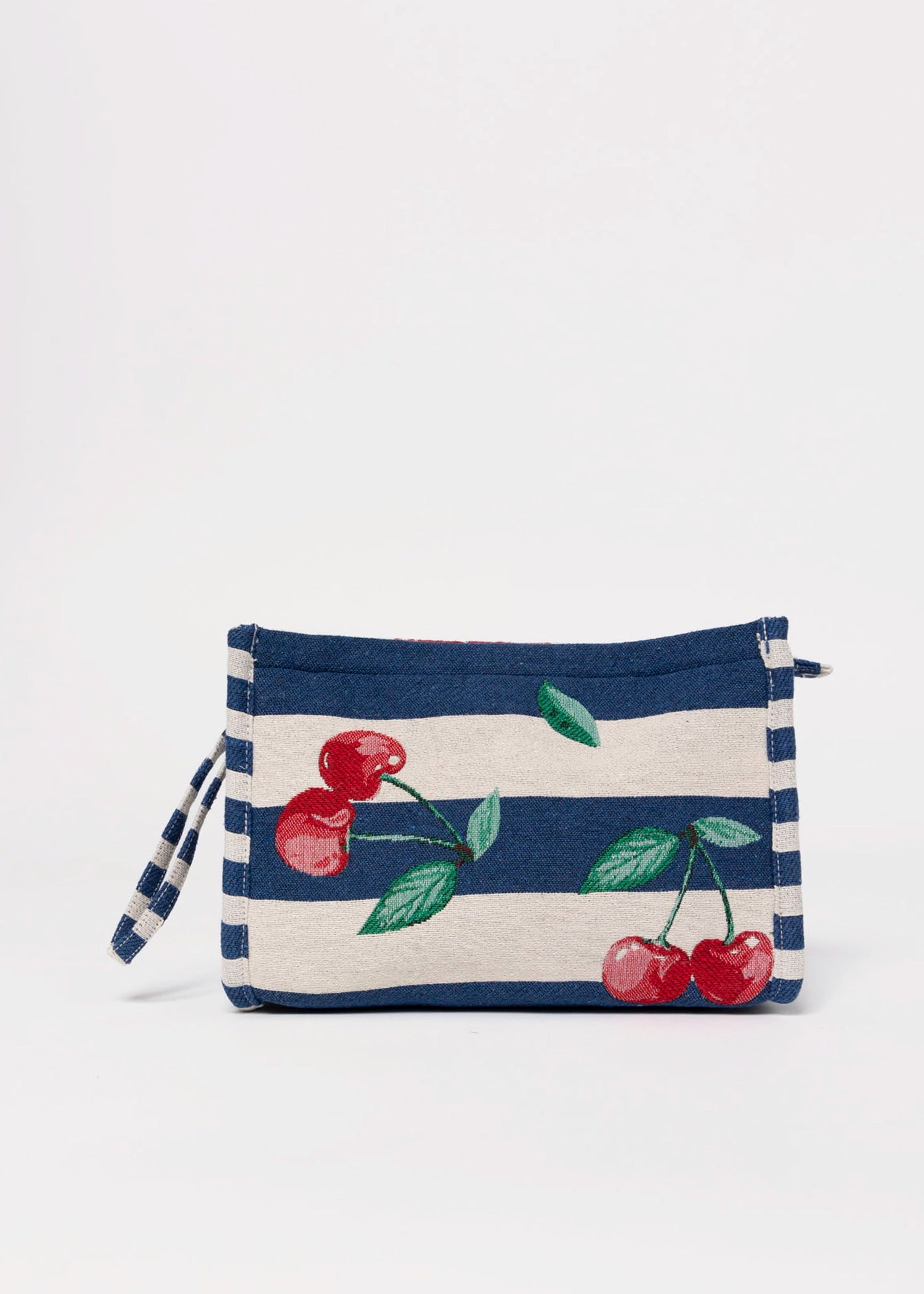 swatch_Cherries striped wristlet