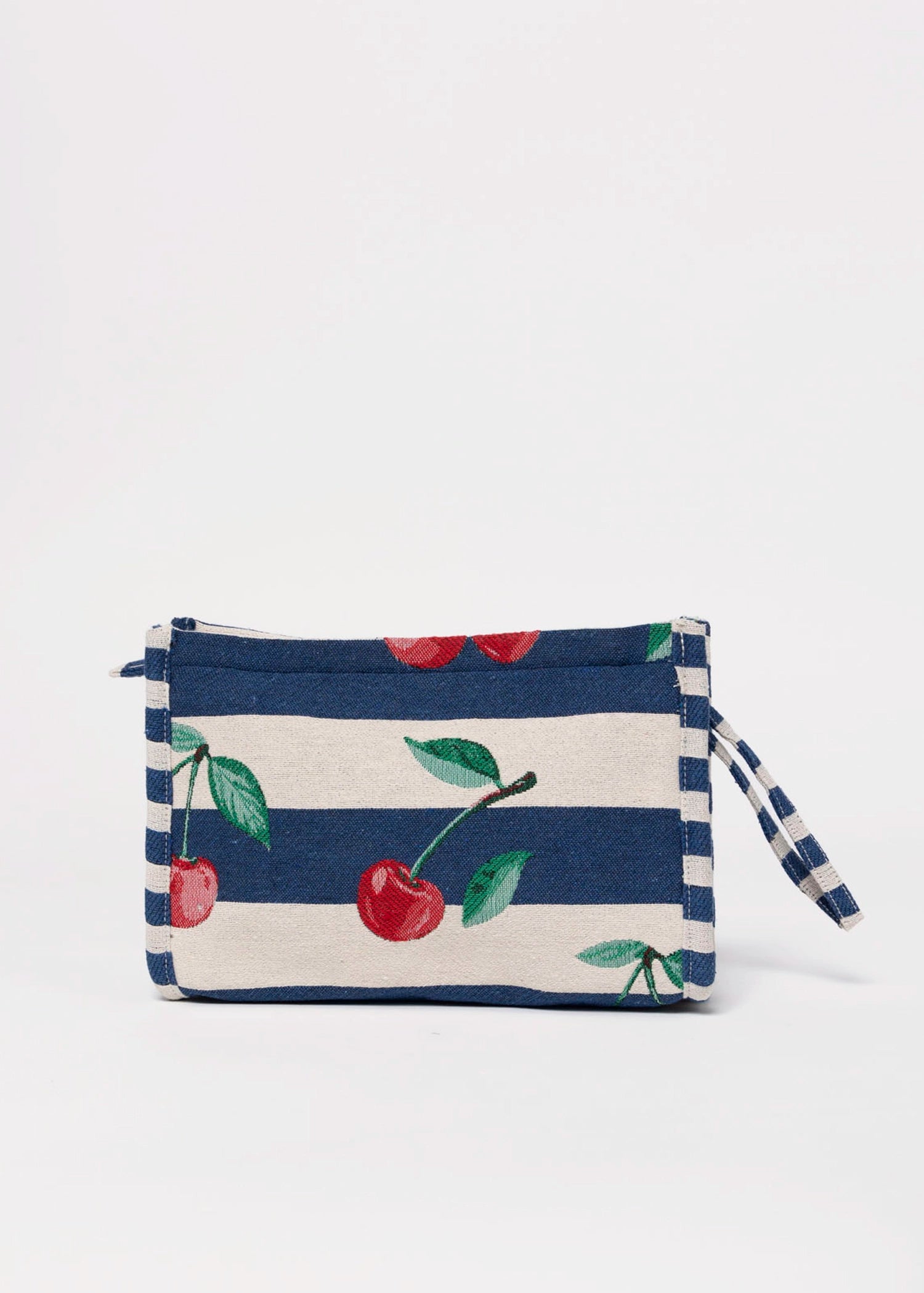 swatch_Cherries striped wristlet