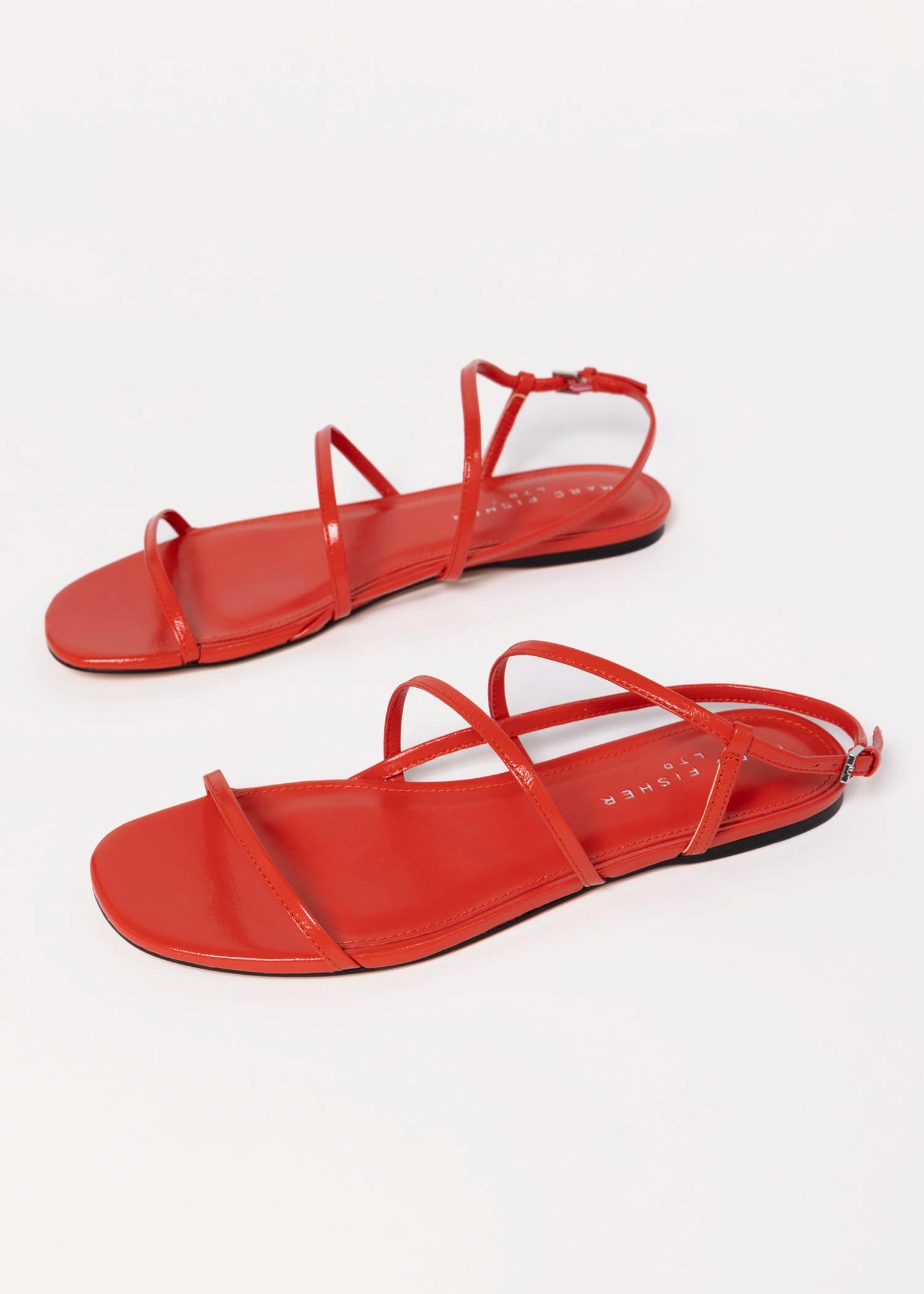swatch_Red Leather marc fisher elysha flat sandal