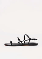 swatch_Black Leather marc fisher elysha flat sandal