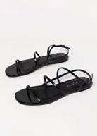 swatch_Black Leather marc fisher elysha flat sandal